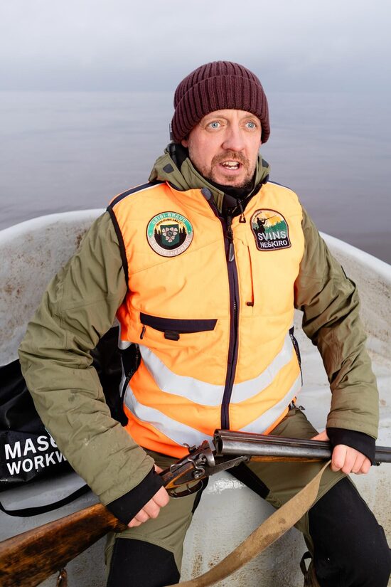 ZIEMAS VESTE "Daba Laba" | oranža/pelēka